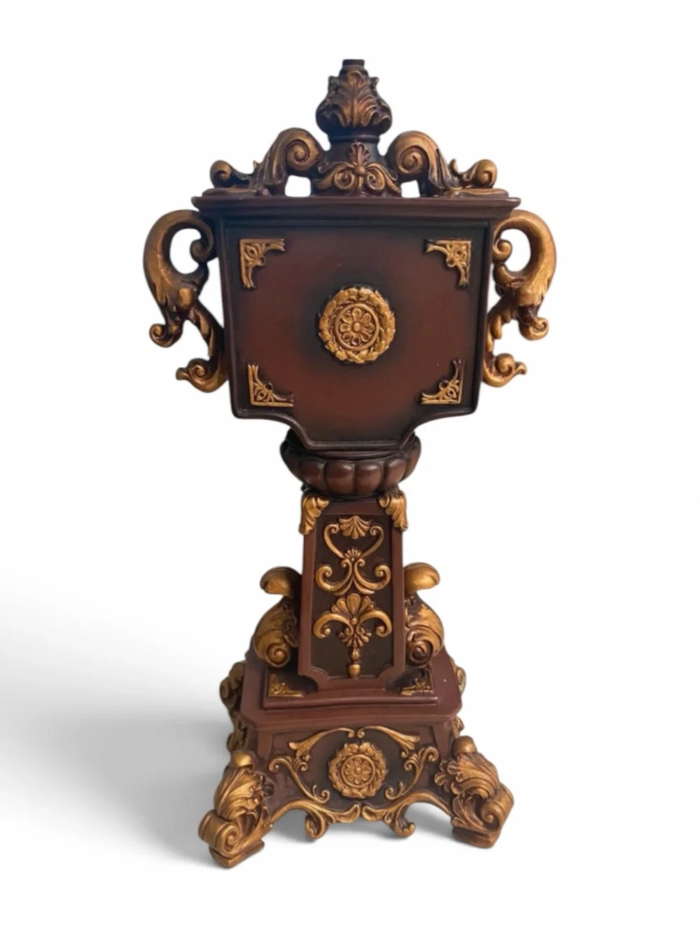 Vintage Brown and Gold Ornate Mantel Clock